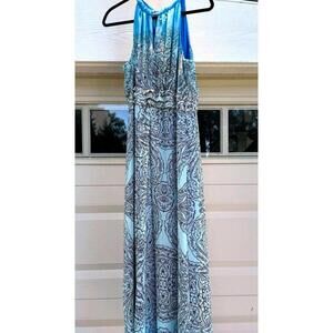 Emma & Michele Blue & White Paisley Maxi Dress Size 16